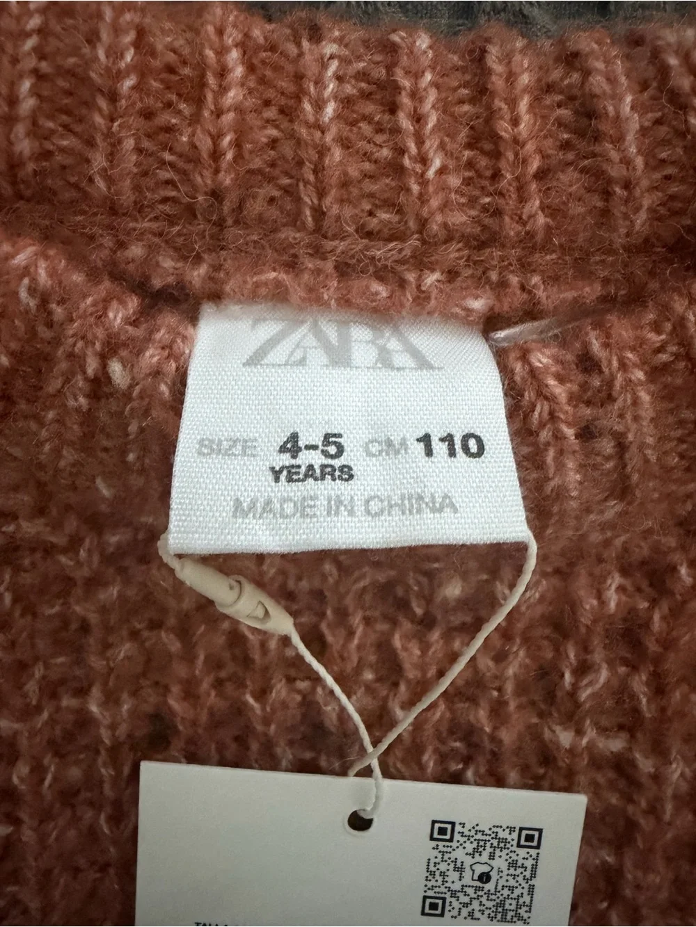 ZARA Chunky Knit Crewneck Sweater in Rust Orange
